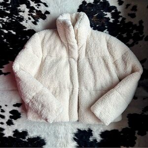 Joie Cream Sherpa Bomber Jacket